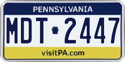 PA license plate MDT2447
