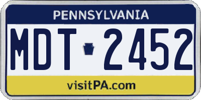 PA license plate MDT2452