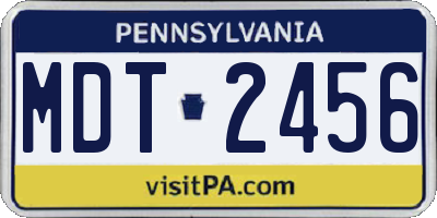 PA license plate MDT2456