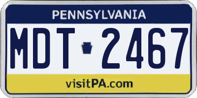 PA license plate MDT2467