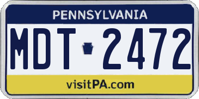 PA license plate MDT2472