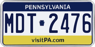 PA license plate MDT2476