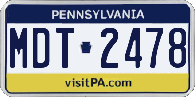 PA license plate MDT2478
