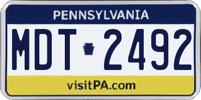 PA license plate MDT2492
