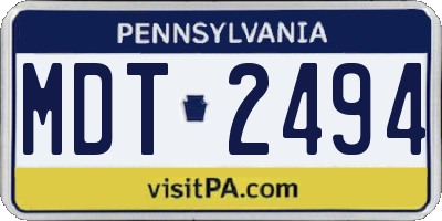 PA license plate MDT2494