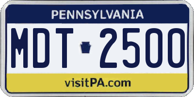 PA license plate MDT2500