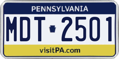 PA license plate MDT2501