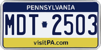 PA license plate MDT2503