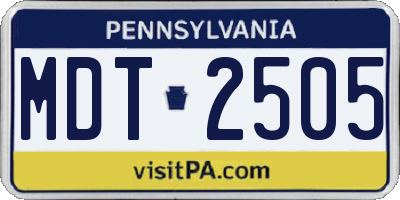 PA license plate MDT2505