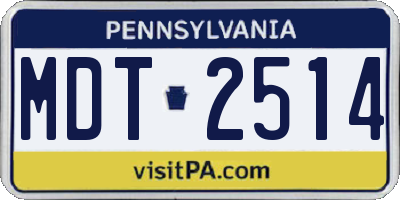 PA license plate MDT2514