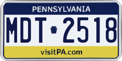 PA license plate MDT2518