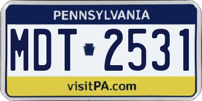 PA license plate MDT2531
