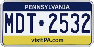 PA license plate MDT2532