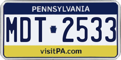 PA license plate MDT2533