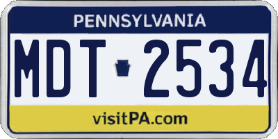 PA license plate MDT2534