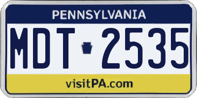 PA license plate MDT2535