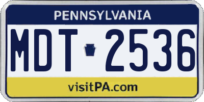 PA license plate MDT2536