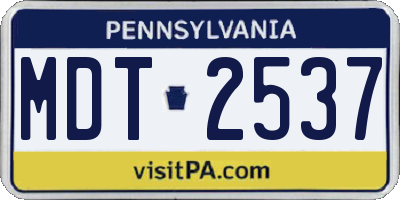 PA license plate MDT2537