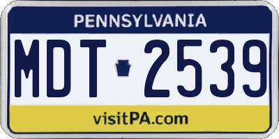 PA license plate MDT2539