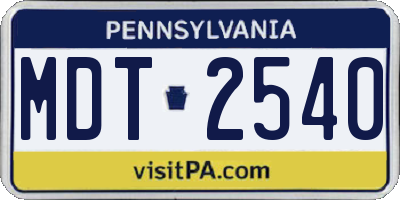 PA license plate MDT2540