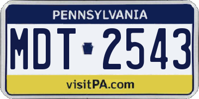 PA license plate MDT2543