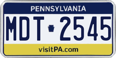 PA license plate MDT2545