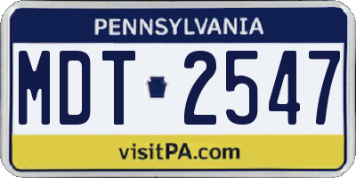 PA license plate MDT2547