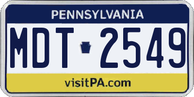 PA license plate MDT2549