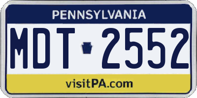 PA license plate MDT2552
