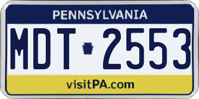 PA license plate MDT2553