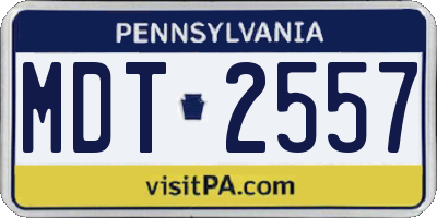PA license plate MDT2557