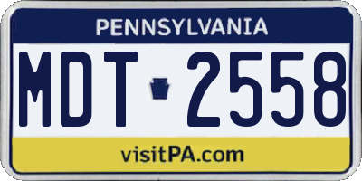PA license plate MDT2558