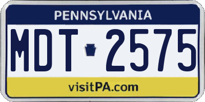 PA license plate MDT2575