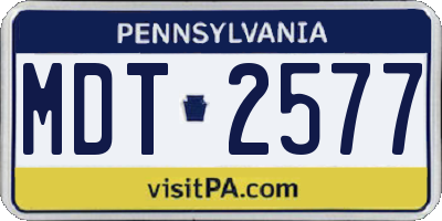 PA license plate MDT2577