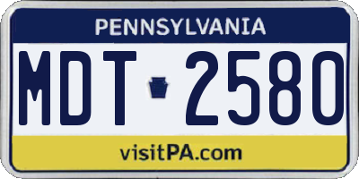 PA license plate MDT2580