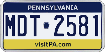 PA license plate MDT2581