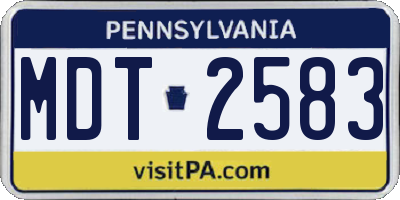 PA license plate MDT2583