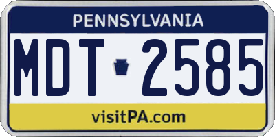 PA license plate MDT2585