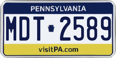 PA license plate MDT2589