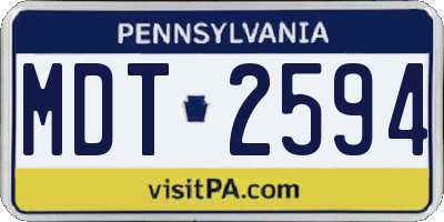 PA license plate MDT2594