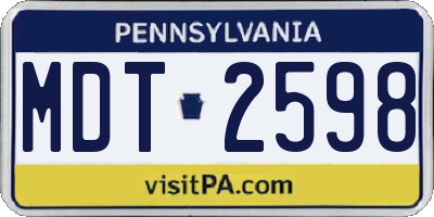 PA license plate MDT2598