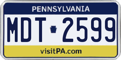 PA license plate MDT2599