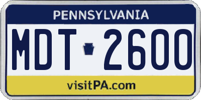 PA license plate MDT2600