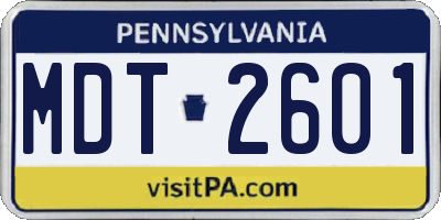 PA license plate MDT2601