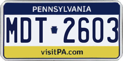 PA license plate MDT2603