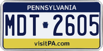 PA license plate MDT2605