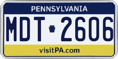 PA license plate MDT2606