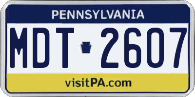 PA license plate MDT2607