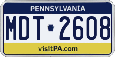 PA license plate MDT2608