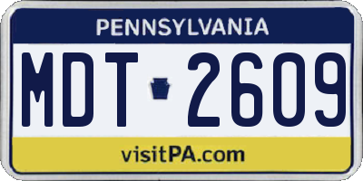 PA license plate MDT2609